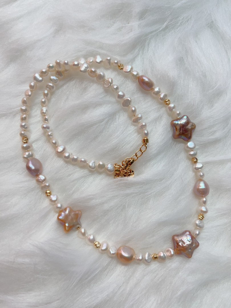 #PN344 Purple Stars| Freshwater Pearl Necklace & Bracelet Set | Purple Baroque Star Pearl | Excellent Lustre | Baby Baroque Pearl