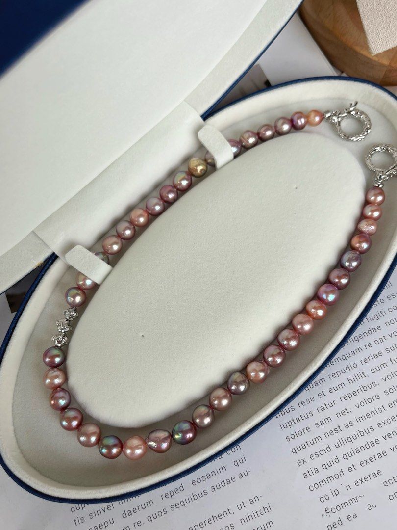 #PN375 Oil Painting |Freshwater Pearl Necklace |Wrinkled Pearls|Dark Purple|Slight Irregular Shapes|Supreme Lustre|Natural Flaws|Rare|Deep Candy Shades