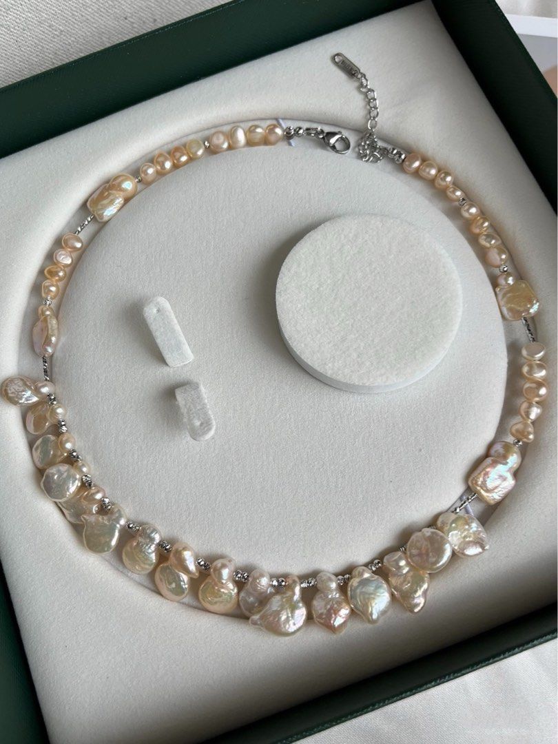 #PN410 Champagne Party | Freshwater Pearl Necklace | Irregular Coin Pearl | Lustrous | Baroque | Elegant