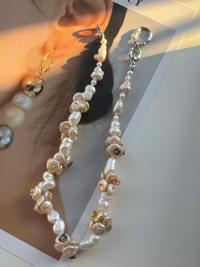 #PN360 [Floral Series]Coin & Gourd|Freshwater Pearl Necklace |Big Gourd Shaped Pearl |Irregular Baroque Pearl |Coin Petal Flower |Lustrous