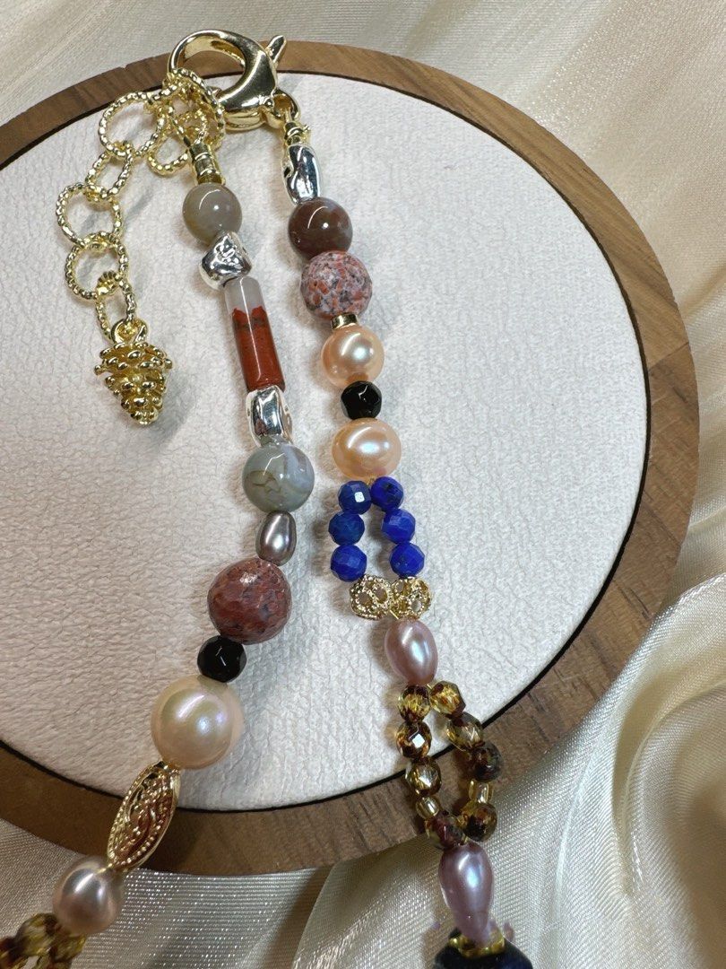 #PN432 Blue Fantasy |Freshwater Pearl Necklace |Lapis Lazuli|Purple Edison Pearl|Pearl Quartz |Beeswax