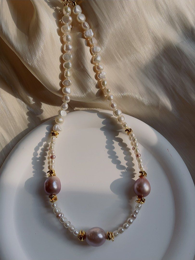 #PN398 [Clearance Sale]Baroque Pearl Necklace |Genuine Freshwater Pearl |Baby Baroque Pearl |Two-layered