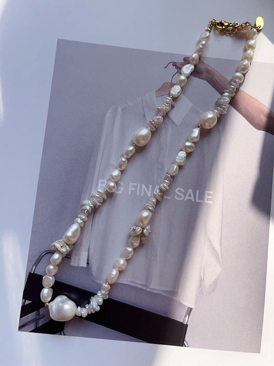 #PN153 [Sale] [Floral Series]Handmade Original Design Freshwater Baroque Petal Necklace |Excellent Lustre |Overlapping Petals