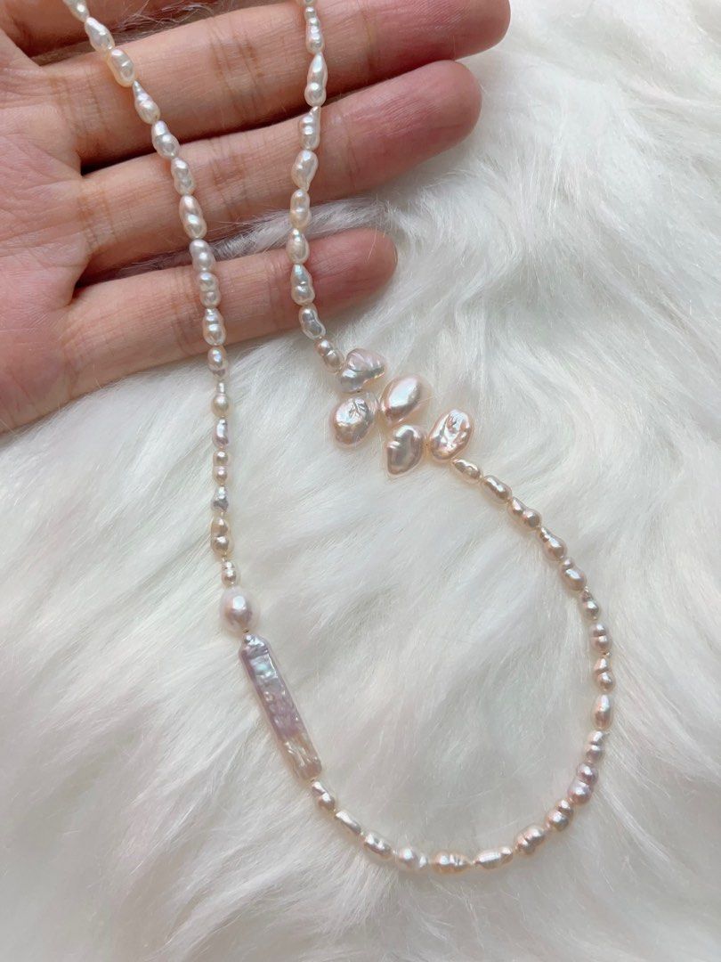 #PN341 Baby Gourd | Freshwater Pearl Necklace | Stick Shaped Baroque | Baby Pearl | Fatty Petal Pearl | Simple Style
