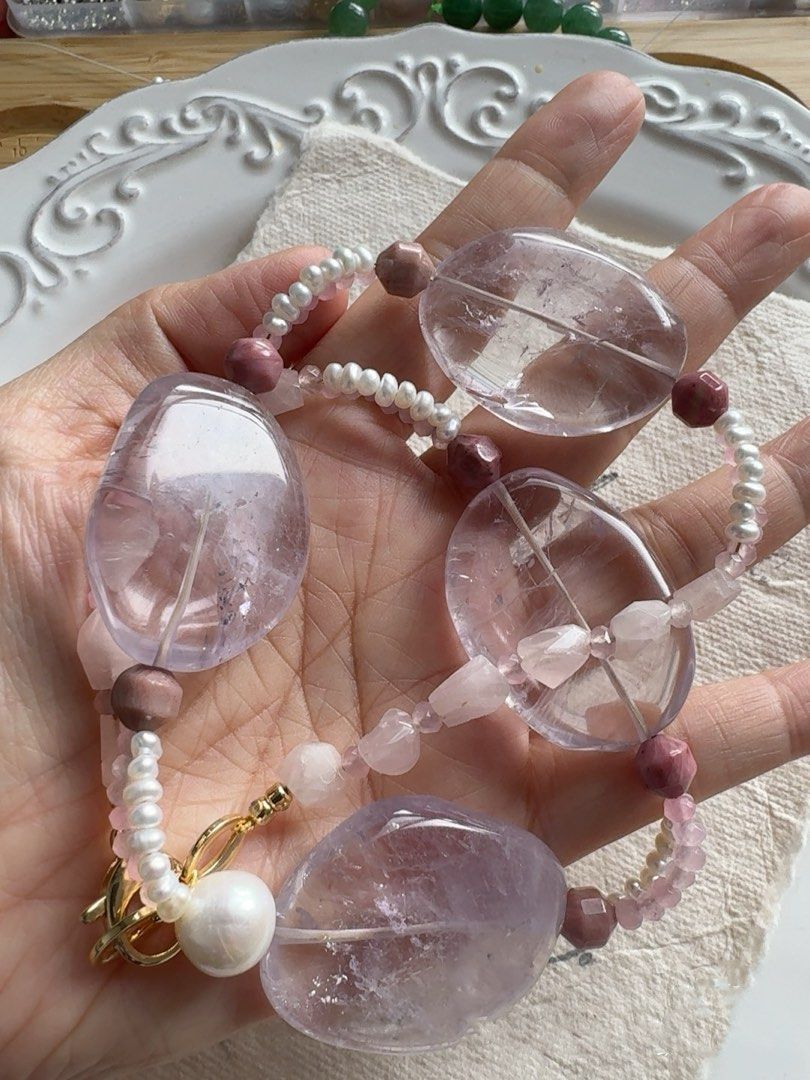 #PN421 Magnificent Presence |Freshwater Pearl & Big Quartz Necklace |Rose Quartz |HUGE Quartz |Natural Stones