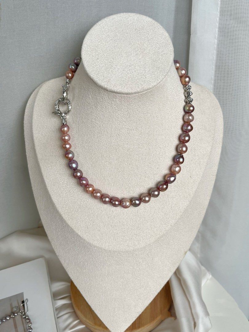 #PN375 Oil Painting |Freshwater Pearl Necklace |Wrinkled Pearls|Dark Purple|Slight Irregular Shapes|Supreme Lustre|Natural Flaws|Rare|Deep Candy Shades