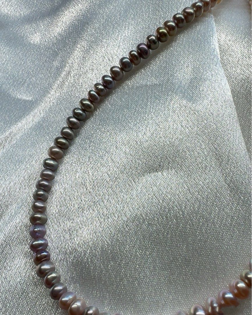 #PN48 Metallic Silver| Freshwater Pearl Necklace | Baby Baroque Pearl | Lustrous Purple |High Quality | Rare