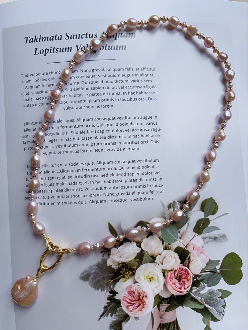 #PN380 [Clearance Sale] Purple Stones| Freshwater Pearl Necklace |Removable Pendant |Wear Multi Way|Removable Connector Ring|Gorgeous Lustre|Baroque Pearl |Big Pendant