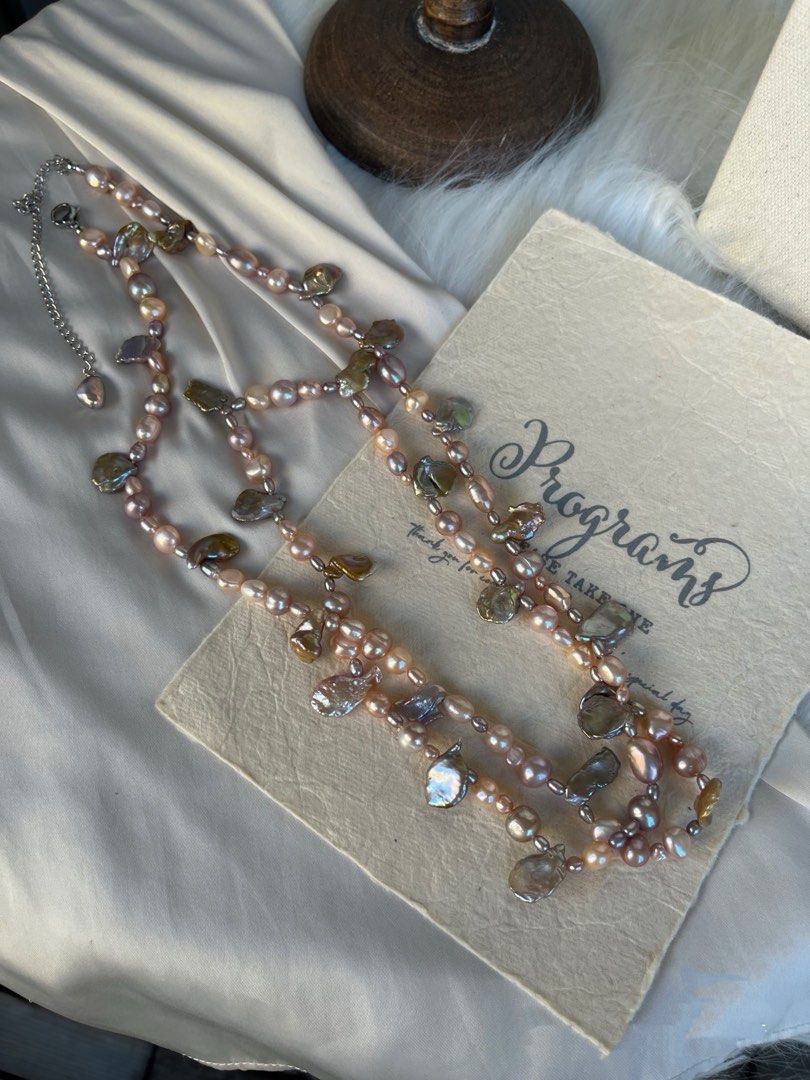 #PN308 Petal Cloud|Freshwater Pearl Necklace |Long Sweater Necklace |100+15cm|Big Petal|Lustre|Natural Flaws