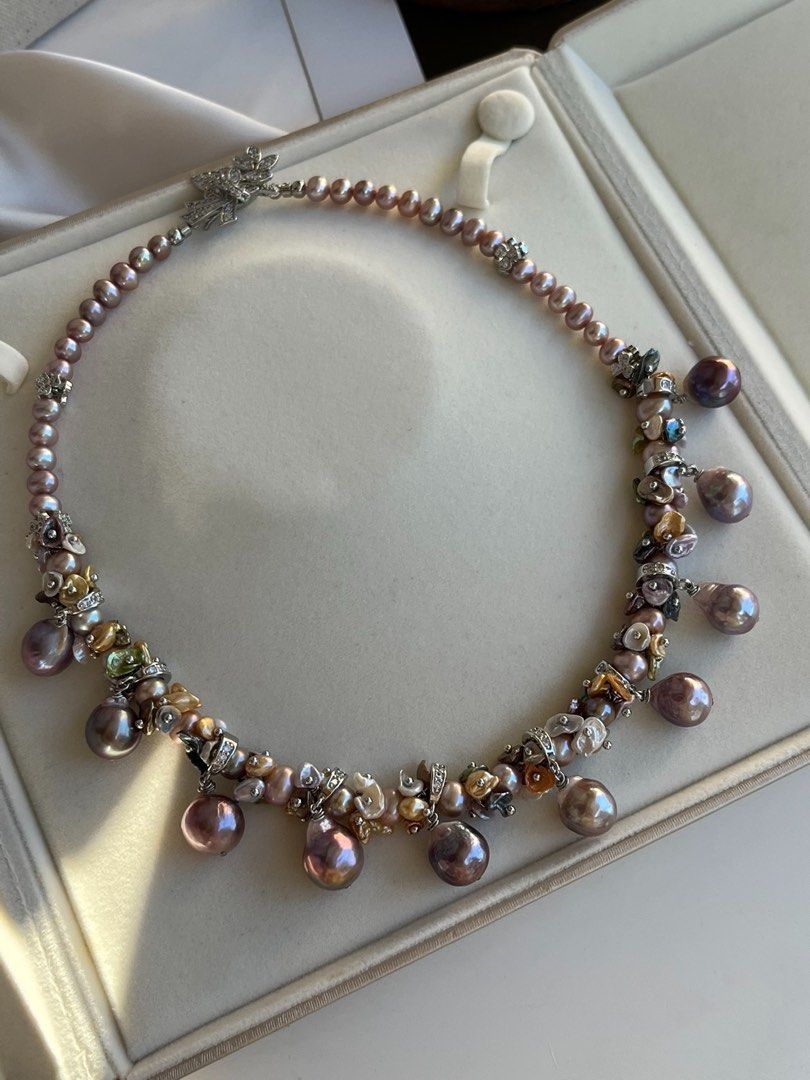 #PN156 [Floral Series]One of A Kind|Freshwater Pearl Necklace |Edison Pearl |Gorgeous & Luxurious |Colourful Petal Pearls|Well Made