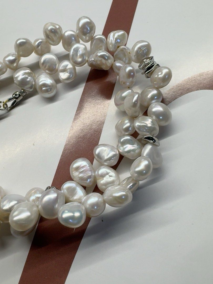 #PN417 Popular “Ancient Silver” Pearl|Freshwater Pearl Necklace |Irregular Shapes|Natural Flaws|Petal Baroque Pearl