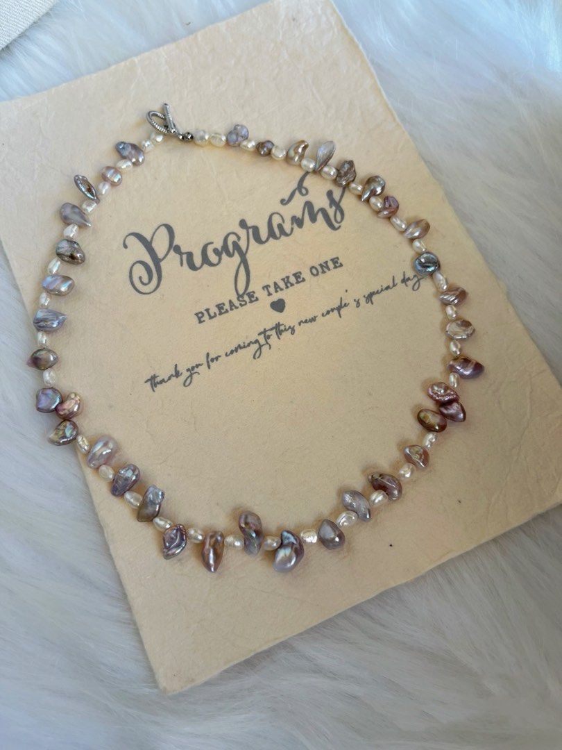 #PN369 Purple Teeth |Freshwater Pearl Necklace |Teeth Shaped Pearl|Lustrous|Rare Colour