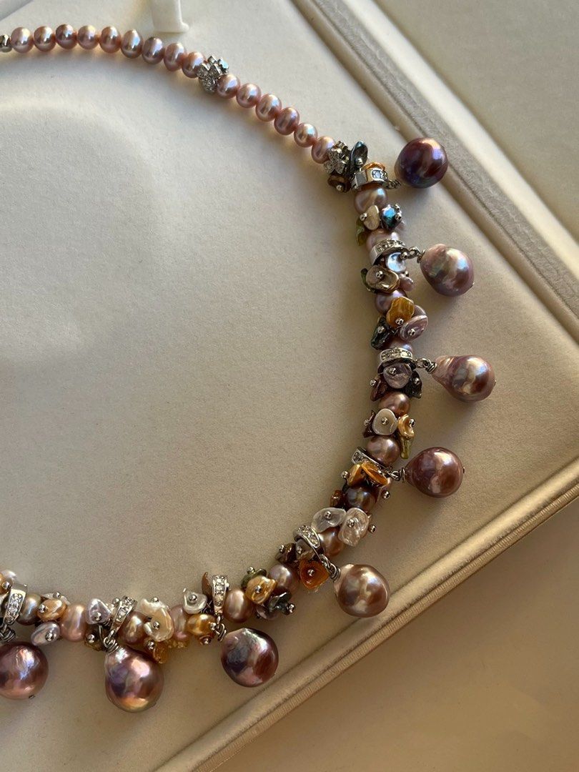 #PN156 [Floral Series]One of A Kind|Freshwater Pearl Necklace |Edison Pearl |Gorgeous & Luxurious |Colourful Petal Pearls|Well Made
