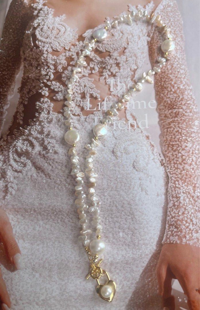 #PN372 Casual Vibe|Freshwater Pearl Necklace |Mini Teeth |Lustrous Coin Pearl|Clock Pendant