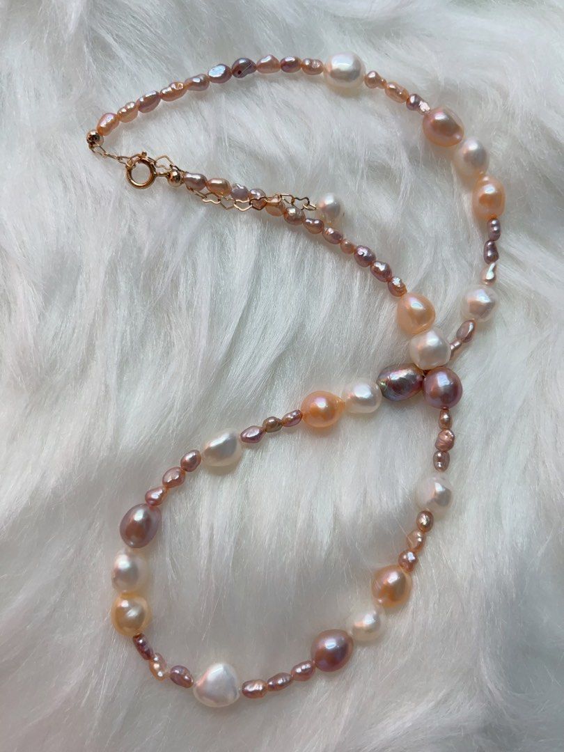 #PN338 Timeless Stones| Freshwater Pearl Necklace | Baroque Pearl | Mixed Sizes | Lustrous | Baby Pearl