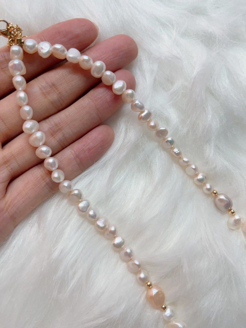 #PN339 Pearl Garden | Freshwater Pearl Necklace | Wheats Ear| Rectangle Baroque Pearl | Lustrous
