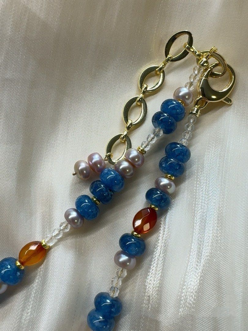 #PN306 [New Arrival Offer] Timeless Treasures |Freshwater Pearl Necklace |Aquamarine|Bun Shaped Baroque Pearl |Garnet