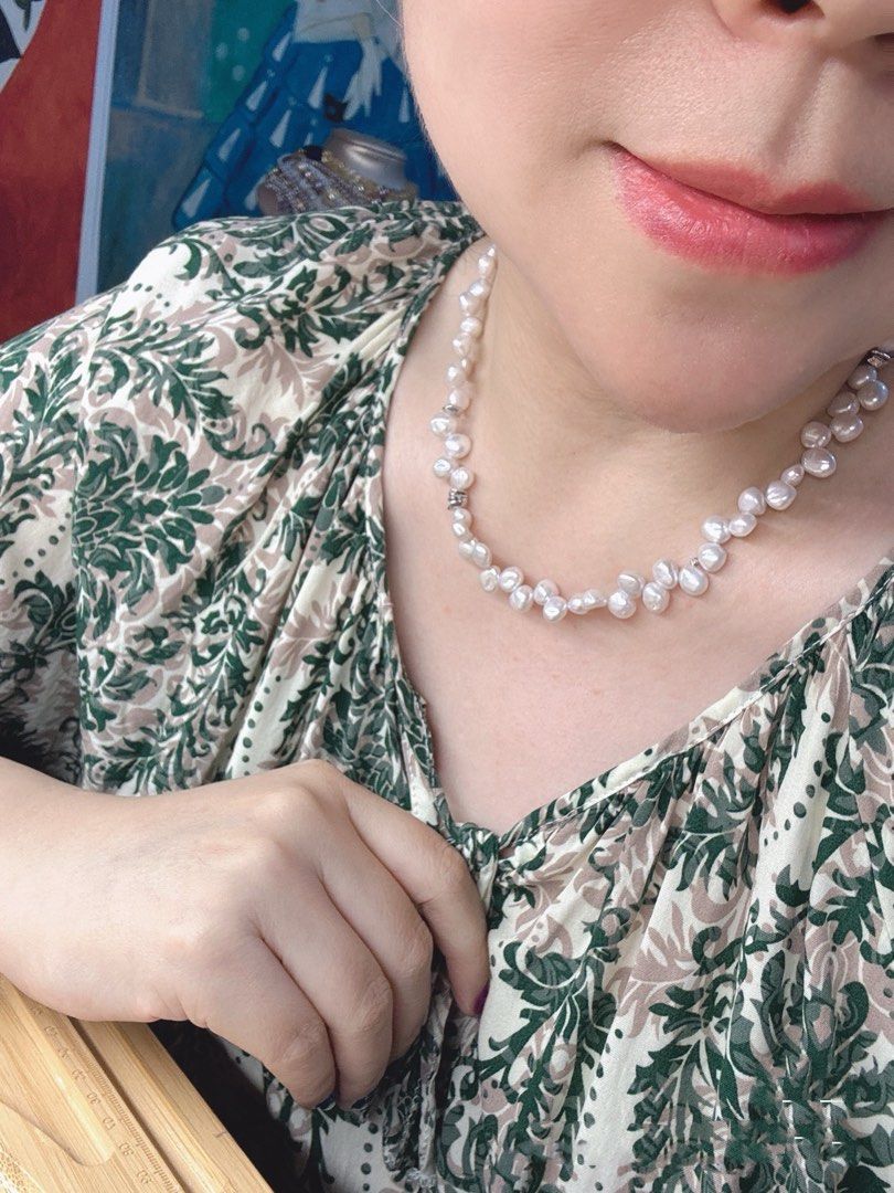 #PN417 Popular “Ancient Silver” Pearl|Freshwater Pearl Necklace |Irregular Shapes|Natural Flaws|Petal Baroque Pearl