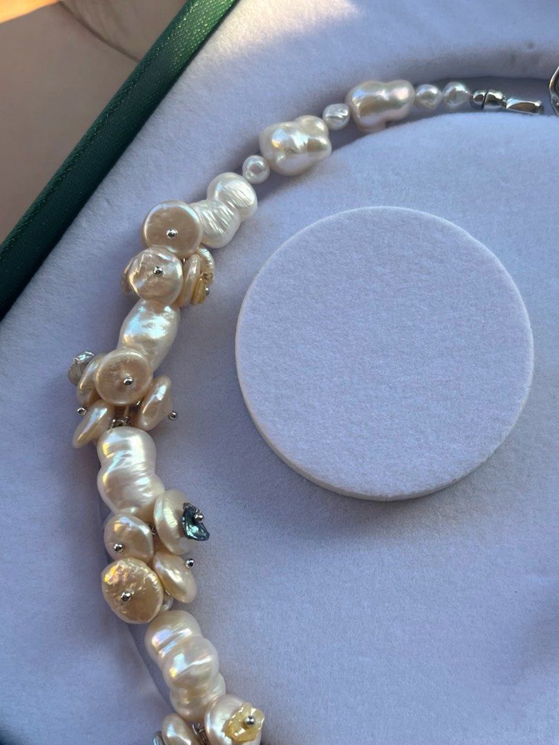 #PN360 [Floral Series]Coin & Gourd|Freshwater Pearl Necklace |Big Gourd Shaped Pearl |Irregular Baroque Pearl |Coin Petal Flower |Lustrous