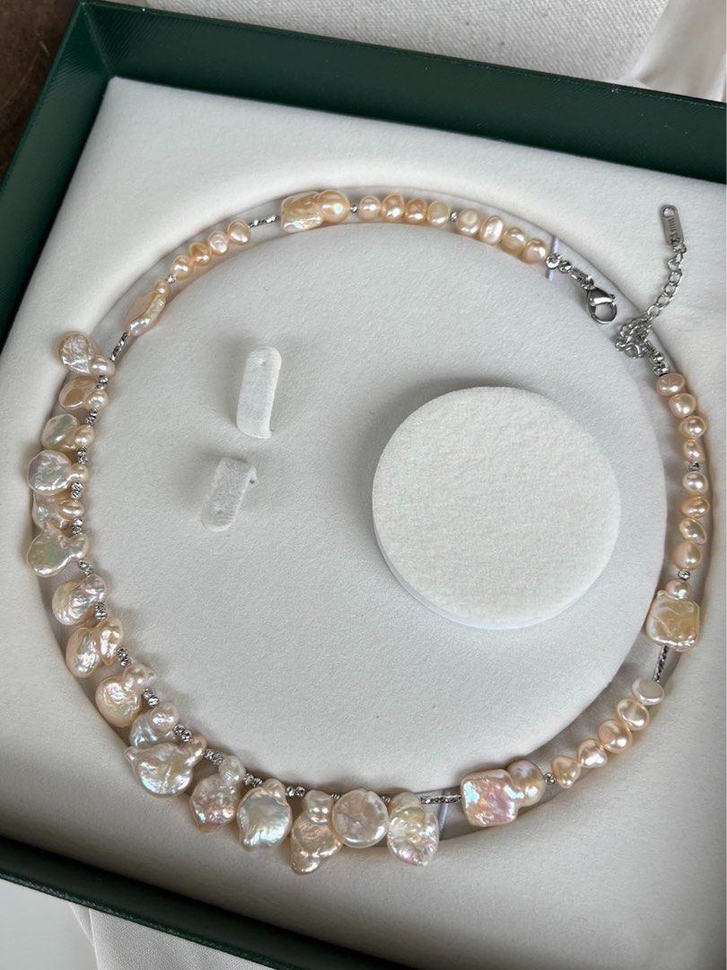 #PN410 Champagne Party | Freshwater Pearl Necklace | Irregular Coin Pearl | Lustrous | Baroque | Elegant