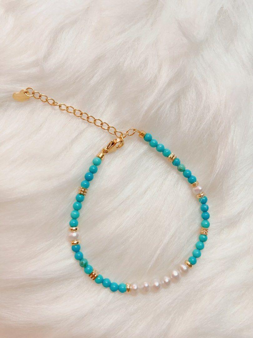 #PN328 Skyline | Freshwater Pearl Necklace & Bracelet Set | Turquoise | Baby Baroque Pearl