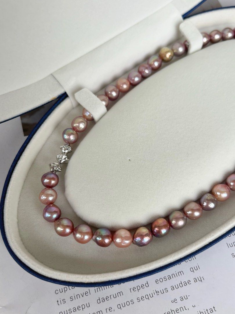 #PN375 Oil Painting |Freshwater Pearl Necklace |Wrinkled Pearls|Dark Purple|Slight Irregular Shapes|Supreme Lustre|Natural Flaws|Rare|Deep Candy Shades