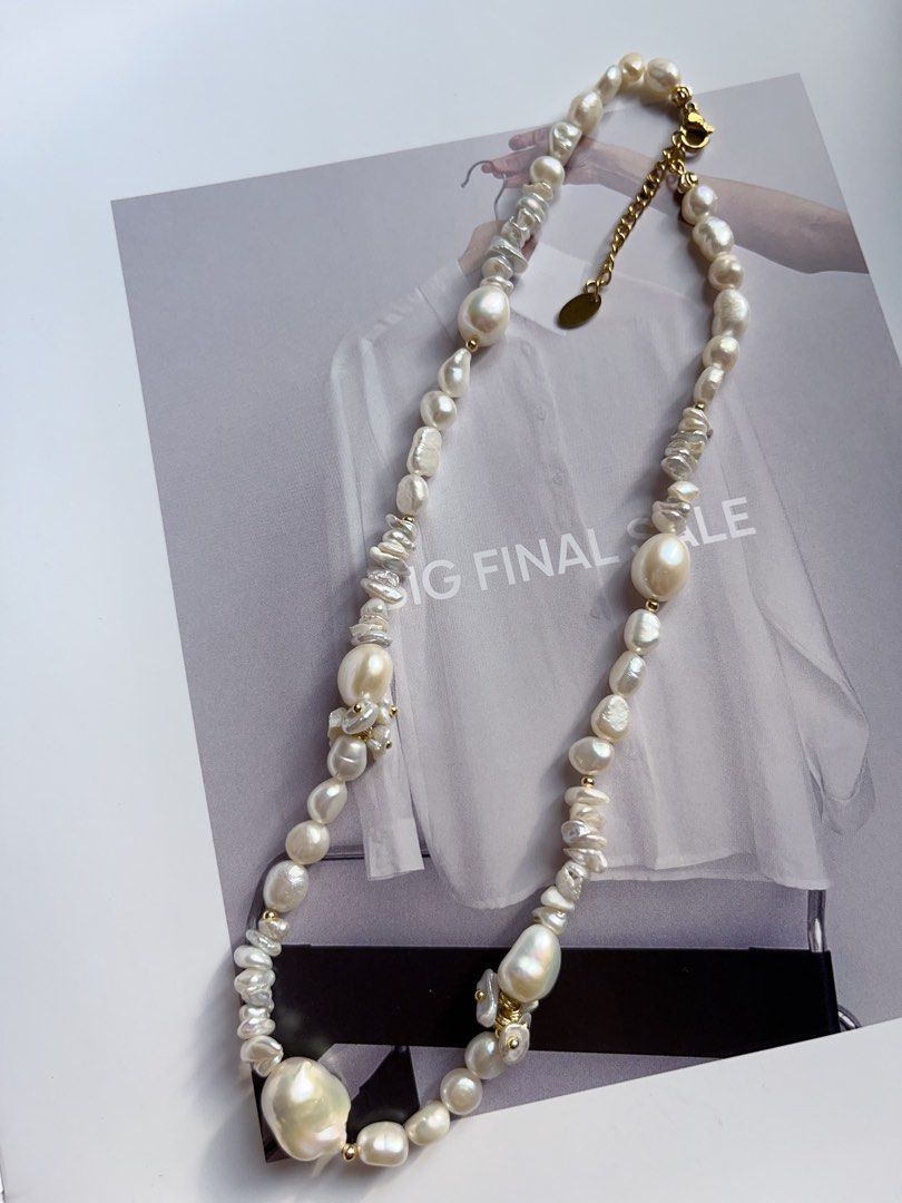 #PN153 [Sale] [Floral Series]Handmade Original Design Freshwater Baroque Petal Necklace |Excellent Lustre |Overlapping Petals