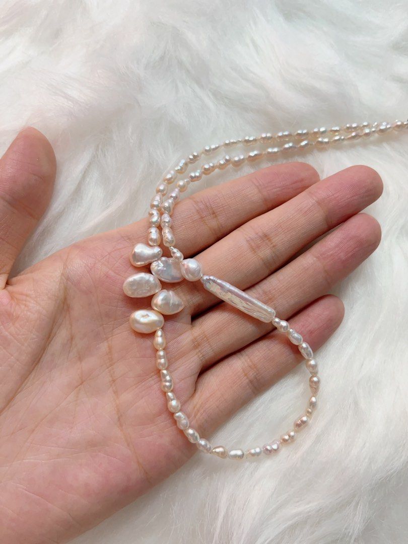 #PN341 Baby Gourd | Freshwater Pearl Necklace | Stick Shaped Baroque | Baby Pearl | Fatty Petal Pearl | Simple Style