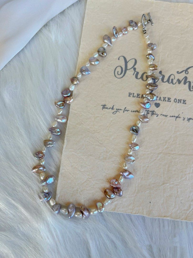 #PN369 Purple Teeth |Freshwater Pearl Necklace |Teeth Shaped Pearl|Lustrous|Rare Colour