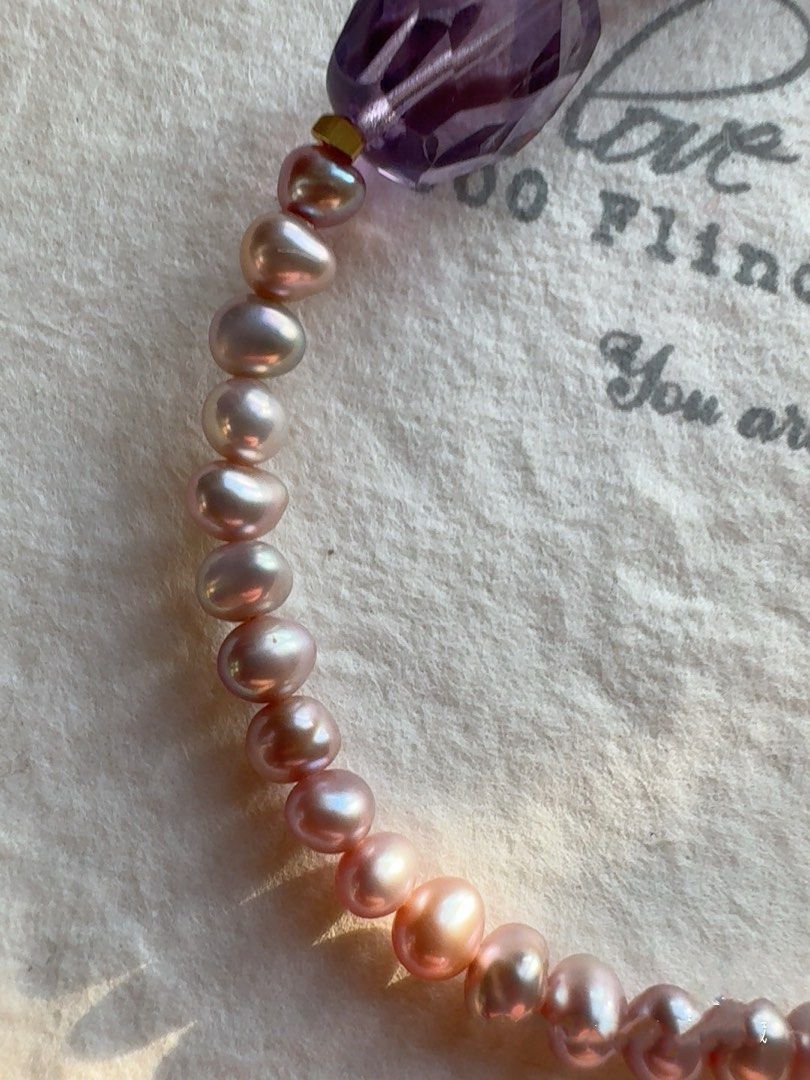 #PN14 Baby Purple |Freshwater Pearl Necklace | Amethyst |Baby Baroque Pearl |Lustrous| Gradient Colour