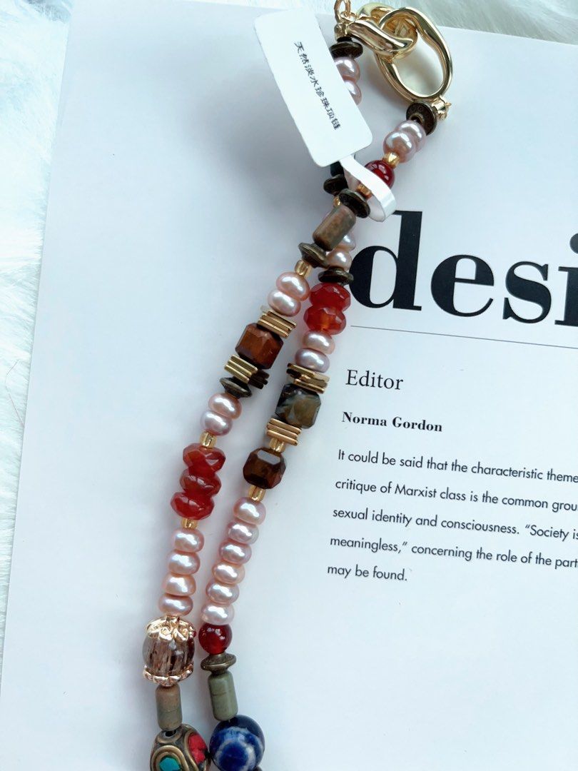 #PN330 Forest Song| Freshwater Pearl Necklace | Garnet Abacus Faceted| Abacus Pearl| Lute Baroque | Bird and Branch Charm