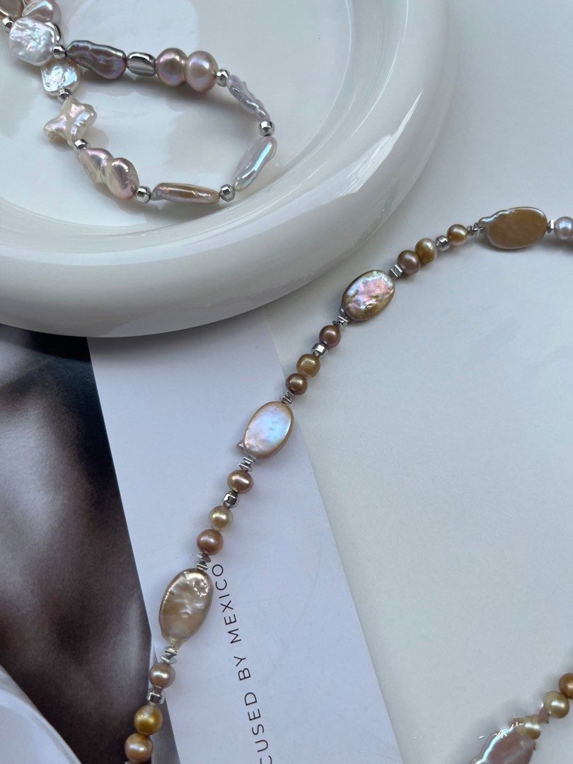 #PN112 Gilt Golden Freshwater Baroque Pearl Necklace |Removable Pendant