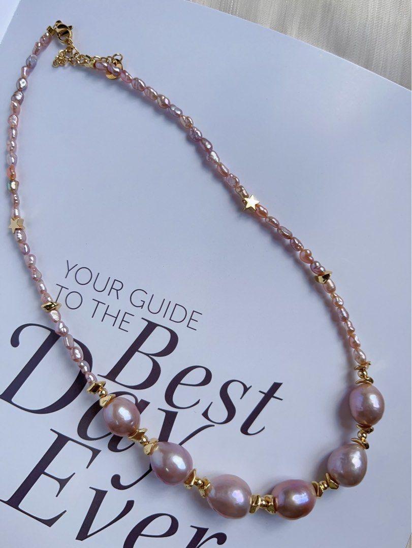 #PN326 [Clearance Sale] Purple Christmas |Freshwater Pearl Necklace |Golden Star|Baby Baroque & Big Baroque Pearl |Excellent Lustre|Gorgeous Purple