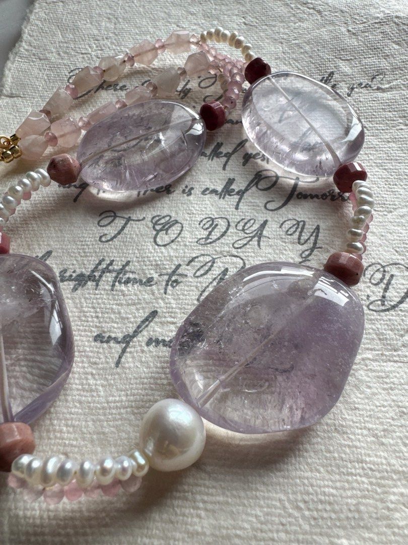 #PN421 Magnificent Presence |Freshwater Pearl & Big Quartz Necklace |Rose Quartz |HUGE Quartz |Natural Stones