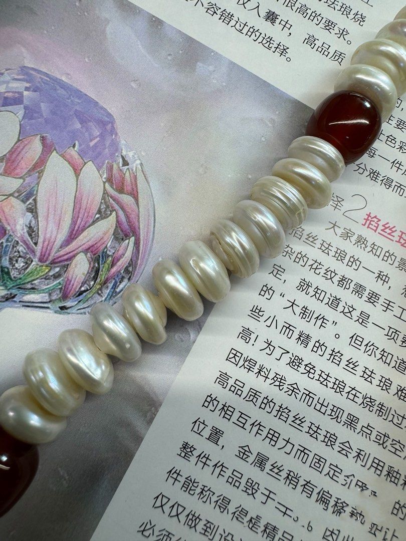 #PN420 Red Queen |Freshwater Pearl Necklace |Layered Coin Pearl |Natural Flaws |Red Agate