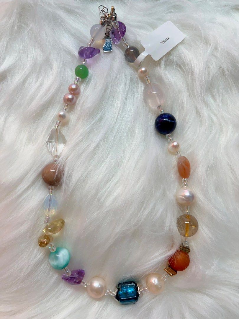 #PN310 Gem Hall| Freshwater Pearl Necklace | Opal Faceted | Clear Quartz | Amethyst Freeform | Oval Rose Quartz | Citrine Chip| Baroque Pearl