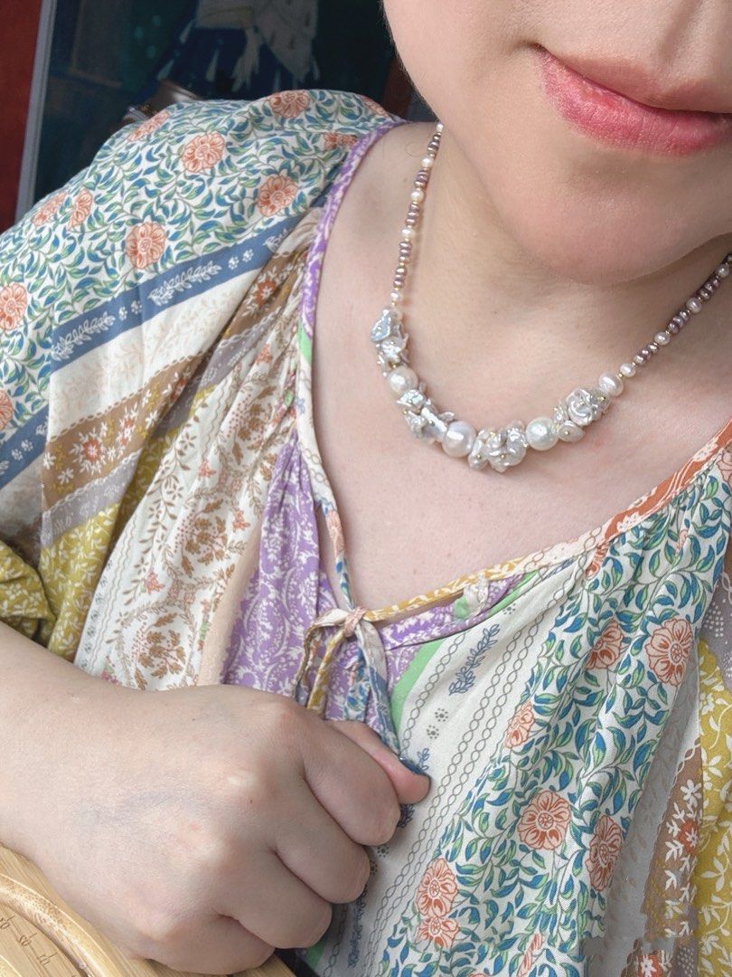 #PN426 [Floral Series] Supreme Elegance|Freshwater Pearl Necklace |Wrinkled Baroque Pearl |Petal Pearl |Baby Purple Pearl
