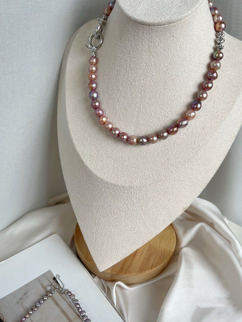 #PN375 Oil Painting |Freshwater Pearl Necklace |Wrinkled Pearls|Dark Purple|Slight Irregular Shapes|Supreme Lustre|Natural Flaws|Rare|Deep Candy Shades