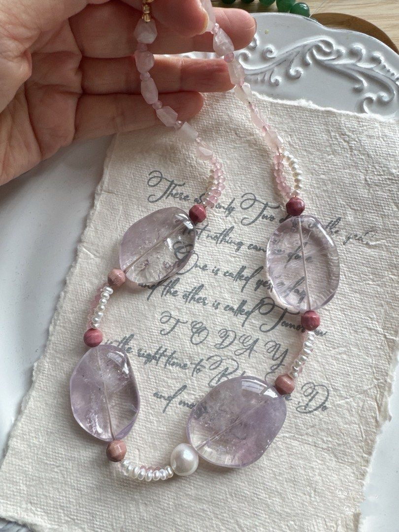#PN421 Magnificent Presence |Freshwater Pearl & Big Quartz Necklace |Rose Quartz |HUGE Quartz |Natural Stones