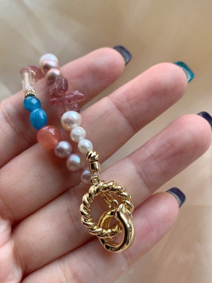 #PN389 [Sale]Freshwater Baroque Pearl & Natural Quartz Necklace |Big Edison Pearl |Crimson Agate|White & Strawberry & Purple Quartz |Amazonite|Fluorite