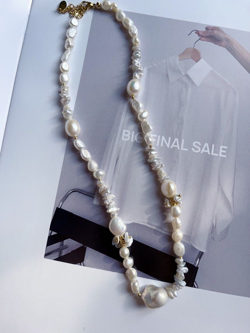 #PN153 [Sale] [Floral Series]Handmade Original Design Freshwater Baroque Petal Necklace |Excellent Lustre |Overlapping Petals