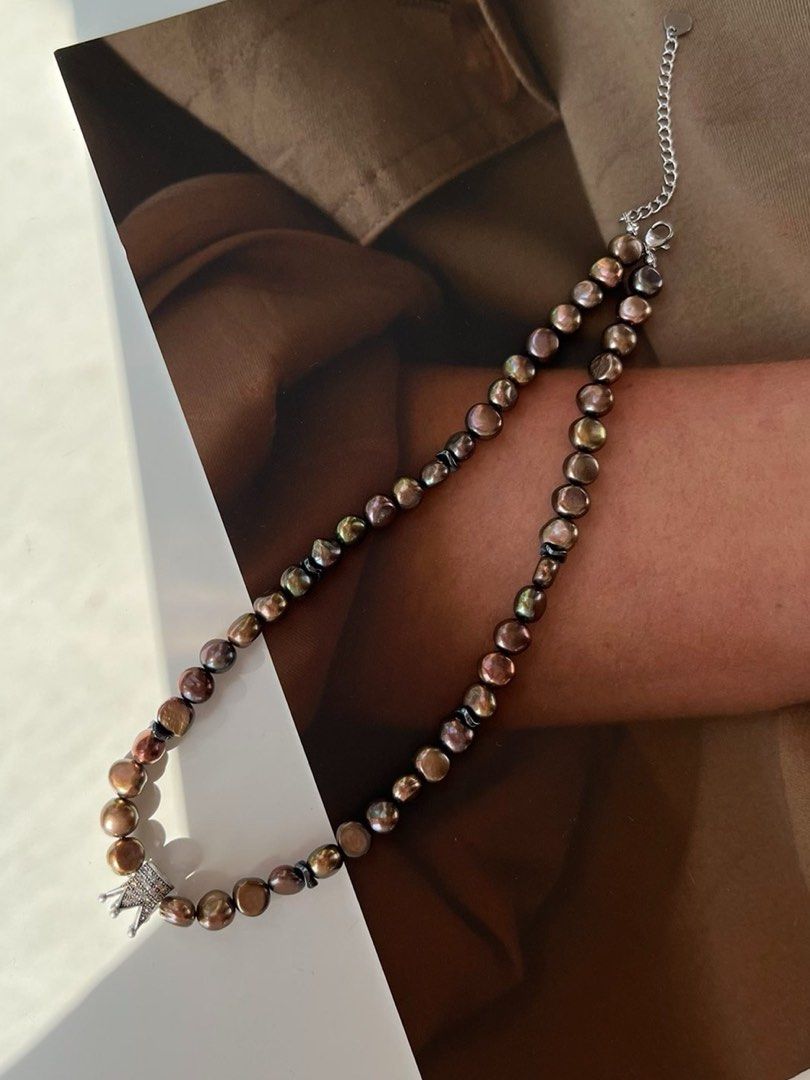 #PN90 [Halloween 🎃 Theme] Bronze Vintage | Freshwater Pearl Necklace | Electro-treated Colour |Lustrous | Baroque Pearl