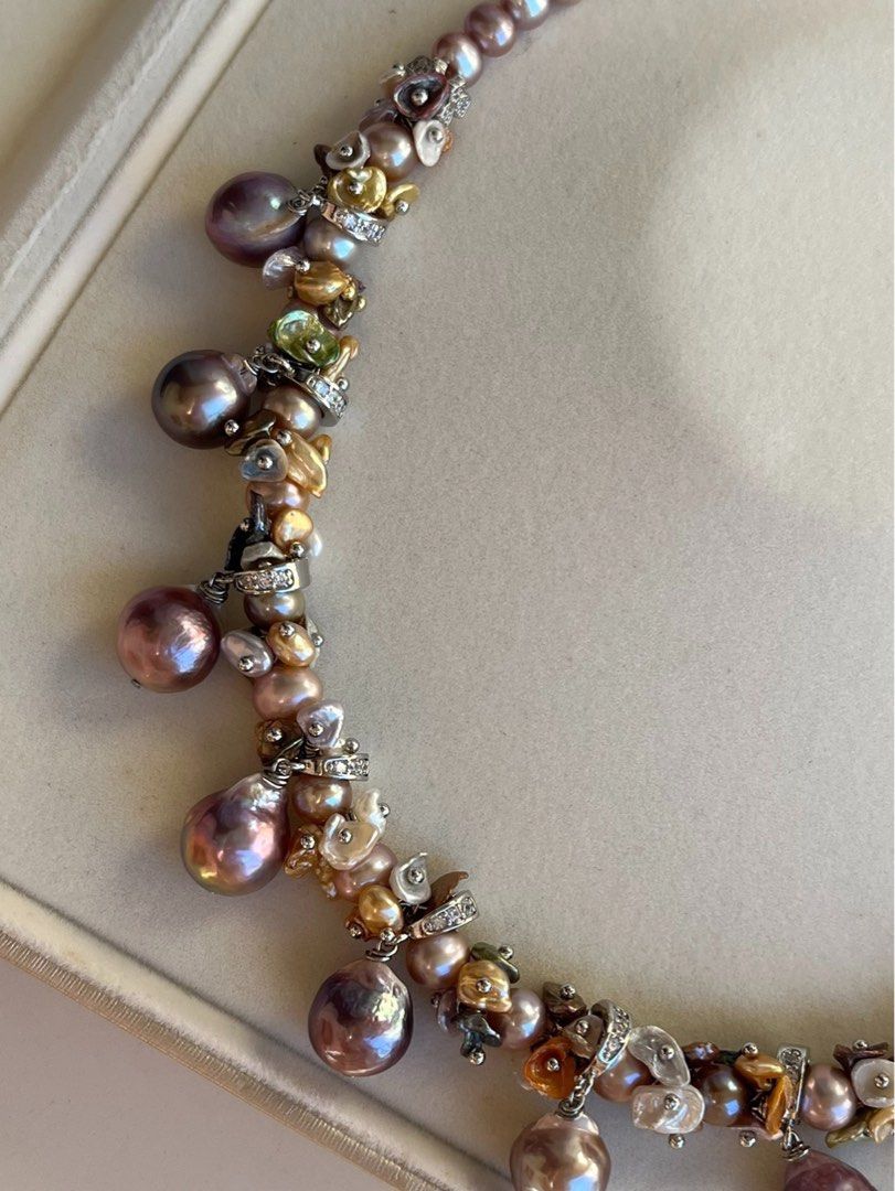 #PN156 [Floral Series]One of A Kind|Freshwater Pearl Necklace |Edison Pearl |Gorgeous & Luxurious |Colourful Petal Pearls|Well Made