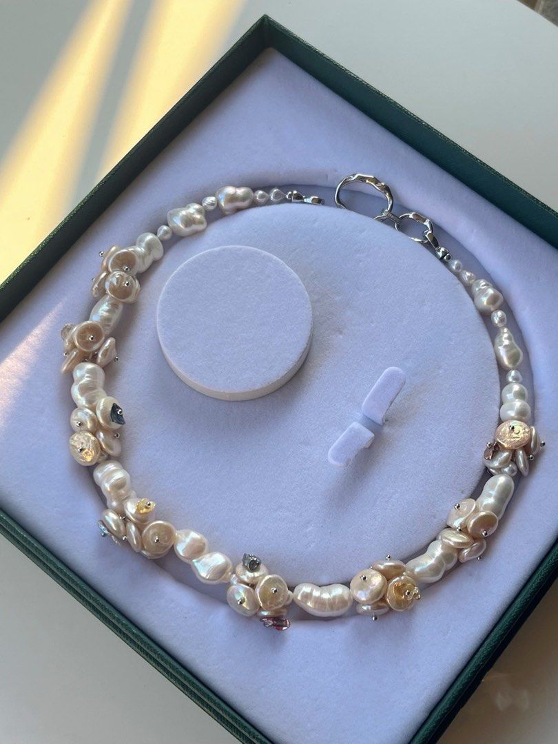 #PN360 [Floral Series]Coin & Gourd|Freshwater Pearl Necklace |Big Gourd Shaped Pearl |Irregular Baroque Pearl |Coin Petal Flower |Lustrous