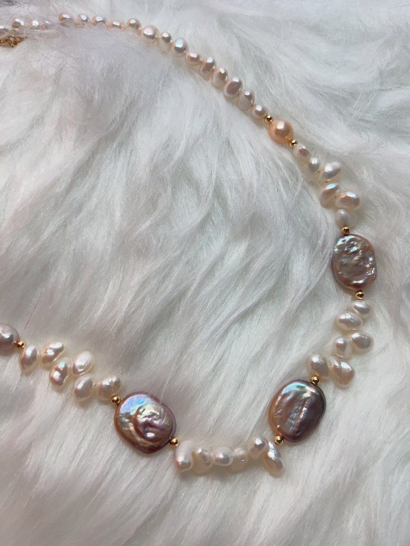 #PN339 Pearl Garden | Freshwater Pearl Necklace | Wheats Ear| Rectangle Baroque Pearl | Lustrous