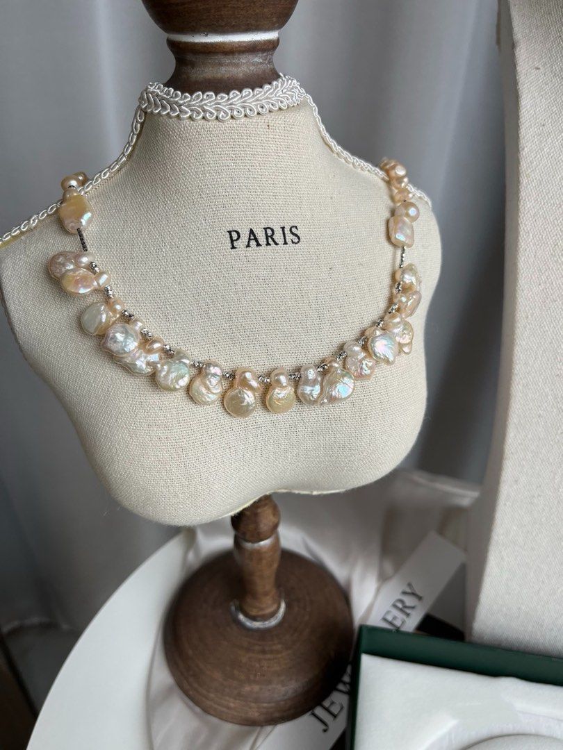 #PN410 Champagne Party | Freshwater Pearl Necklace | Irregular Coin Pearl | Lustrous | Baroque | Elegant