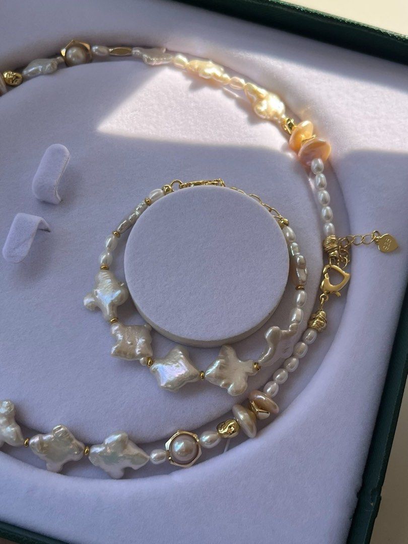 #PN74 Star & Moons| Freshwater Pearl Necklace & Bracelet Set | Coin Pearls| Rice Pearl |Baroque Pearl |Mixed Shapes