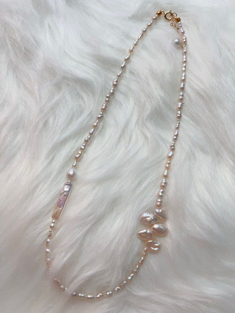 #PN341 Baby Gourd | Freshwater Pearl Necklace | Stick Shaped Baroque | Baby Pearl | Fatty Petal Pearl | Simple Style