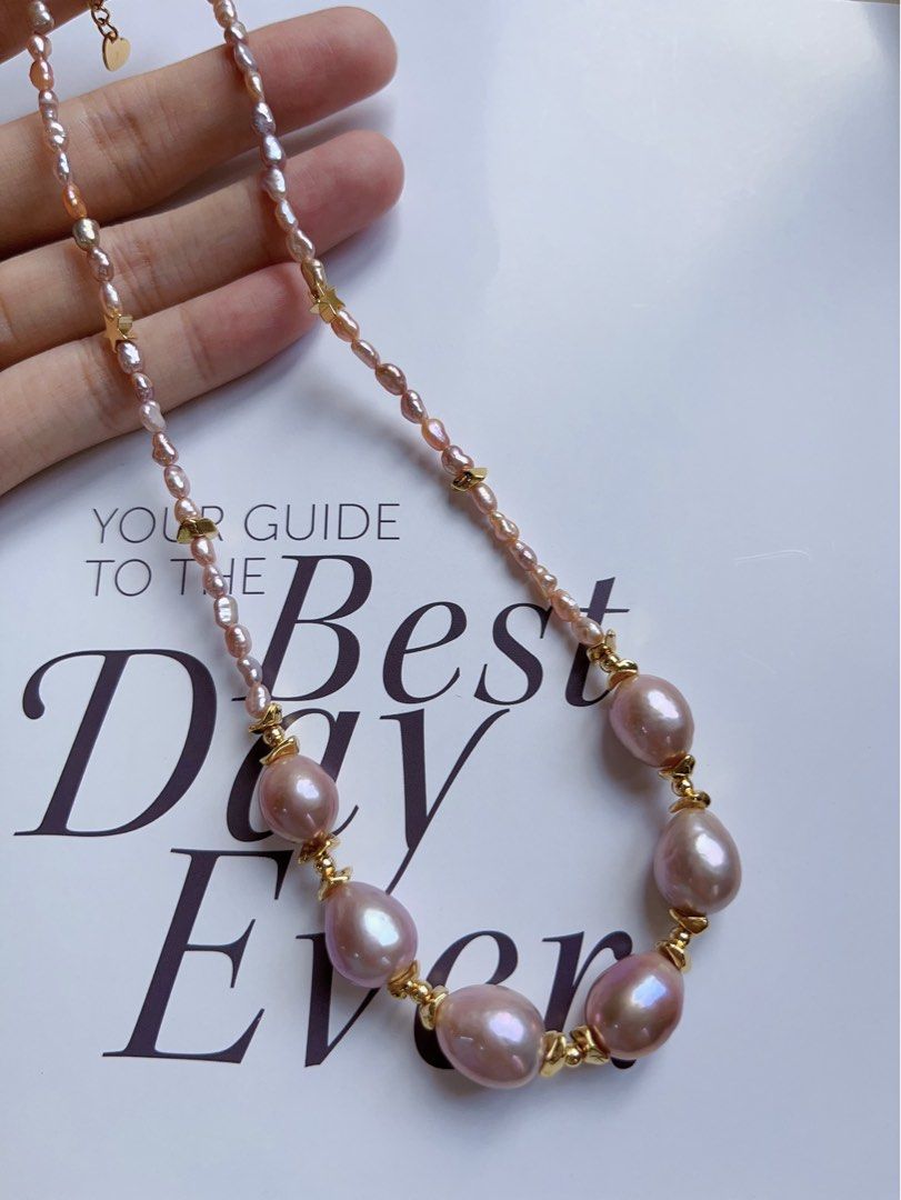 #PN326 [Clearance Sale] Purple Christmas |Freshwater Pearl Necklace |Golden Star|Baby Baroque & Big Baroque Pearl |Excellent Lustre|Gorgeous Purple