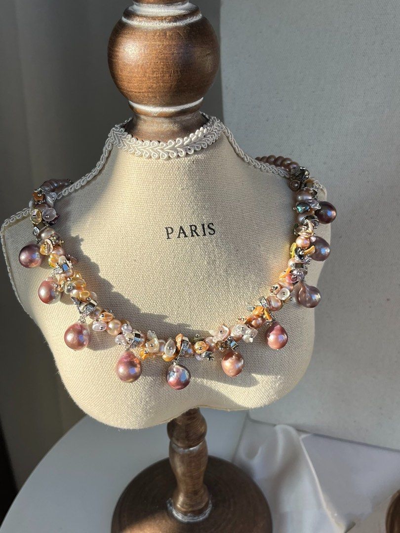 #PN156 [Floral Series]One of A Kind|Freshwater Pearl Necklace |Edison Pearl |Gorgeous & Luxurious |Colourful Petal Pearls|Well Made